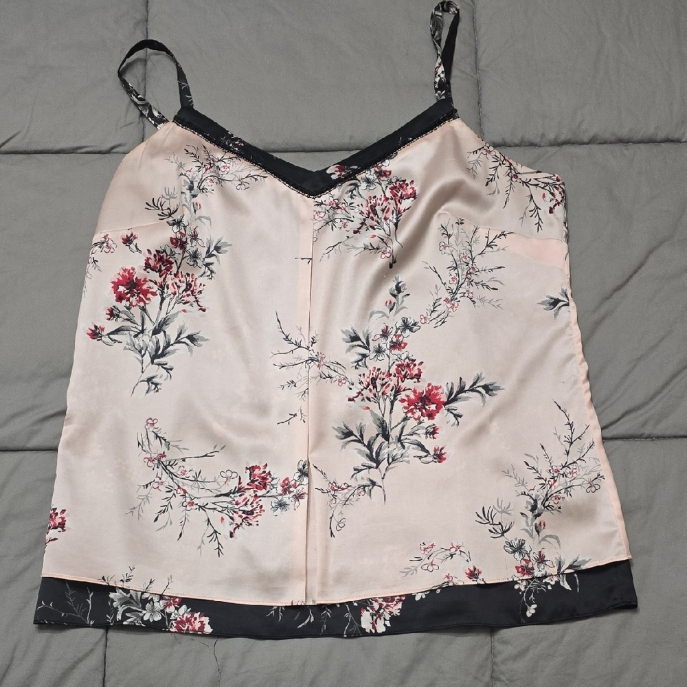White House Black Market Floral Camisole - Pink and Black